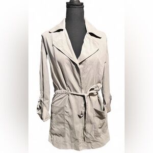 BE COOL Light Green Lightweight Spring Faux Suede Trench Coat Layering